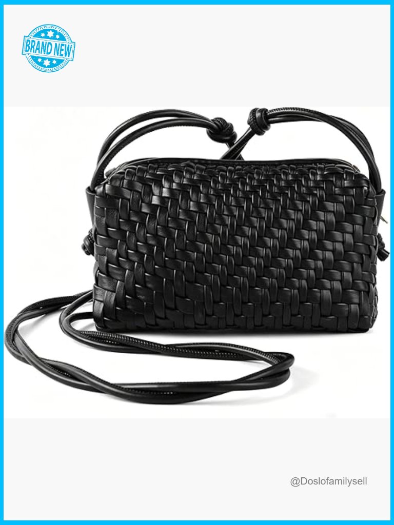 Woven Crossbody Bag Vegan Leather Shoulder Purse Hobo Tote Handmade Small